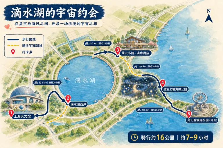 滴水湖的宇宙约会路线插画