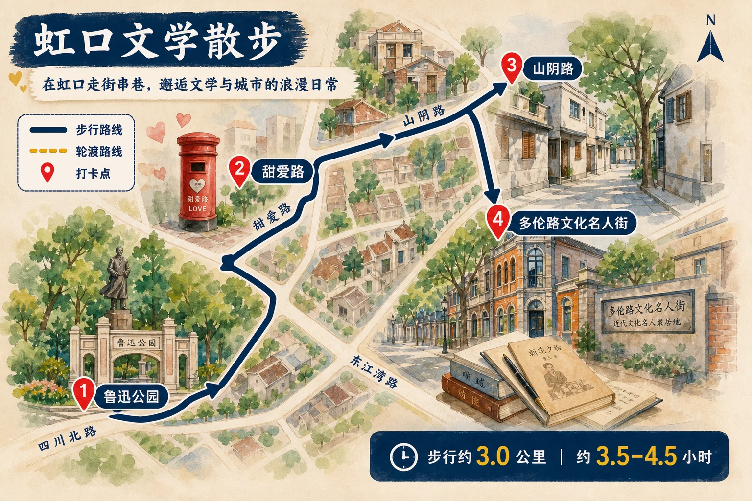 虹口文学散步路线插画